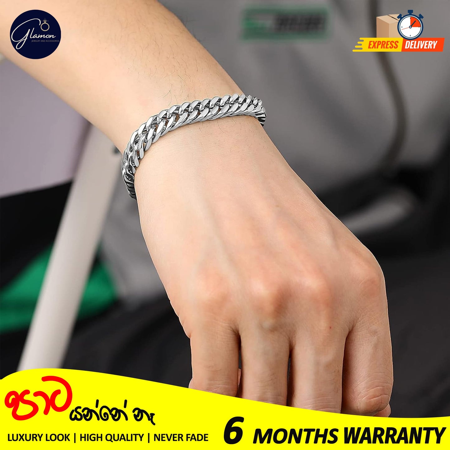 Glamon 8mm High quality Never Fade Waterproof Bracelet For Men