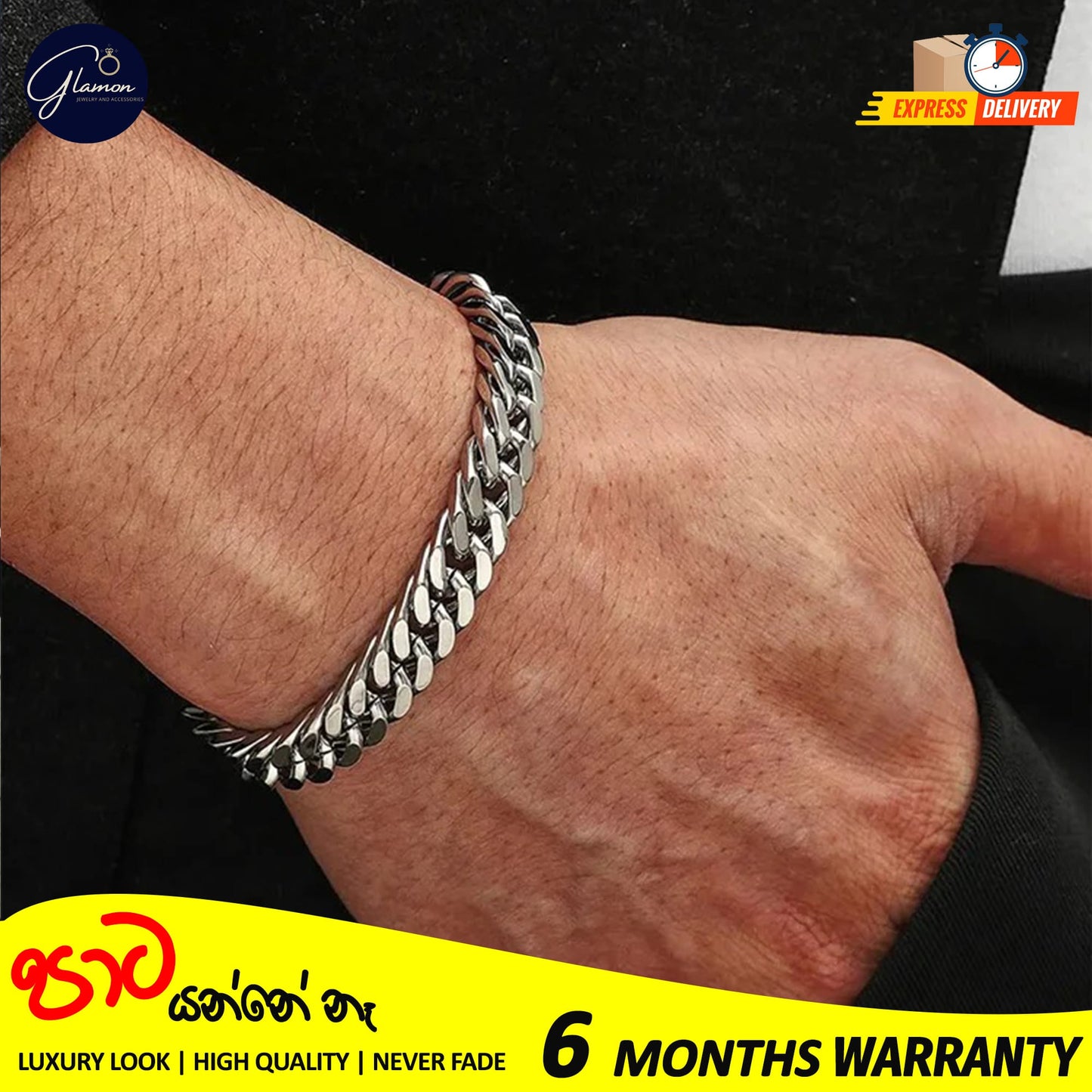 Glamon 8mm High quality Never Fade Waterproof Bracelet For Men