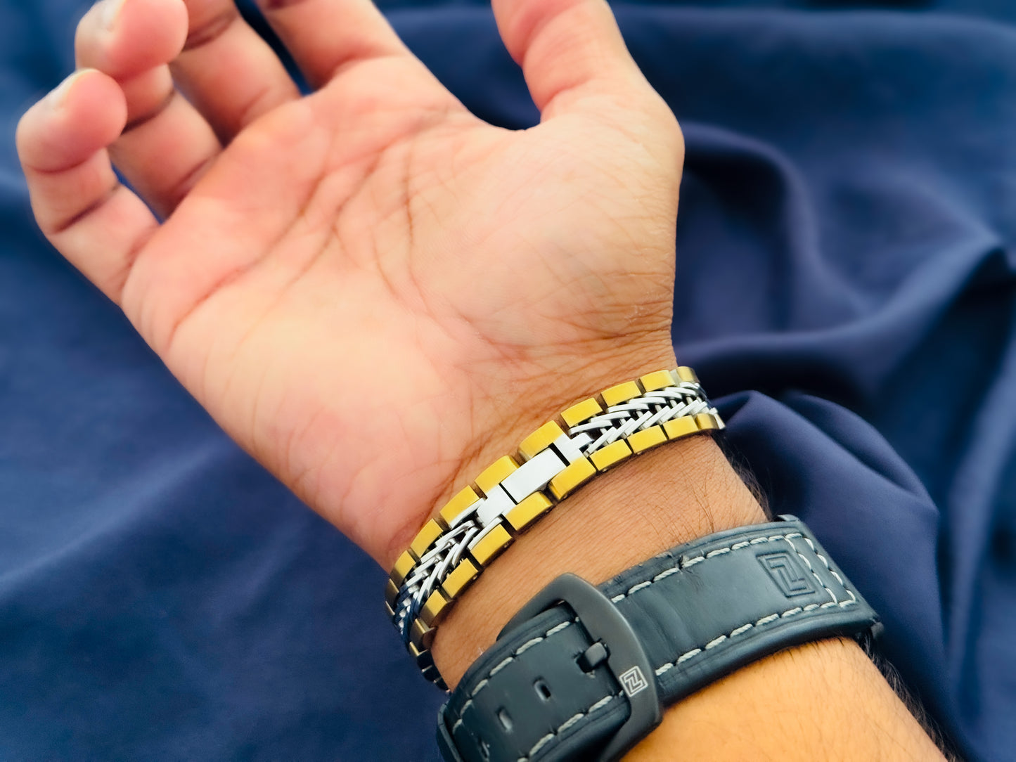 Glamon Titan Weave Bracelet – Dual Tone Gold