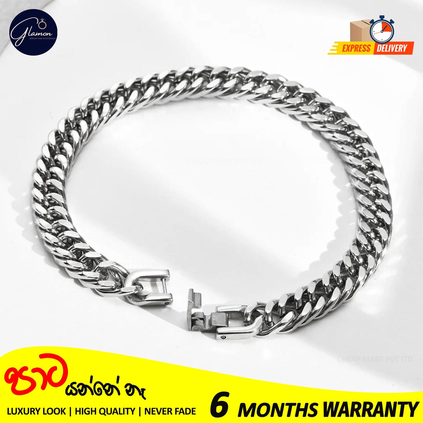 Glamon 8mm High quality Never Fade Waterproof Bracelet For Men
