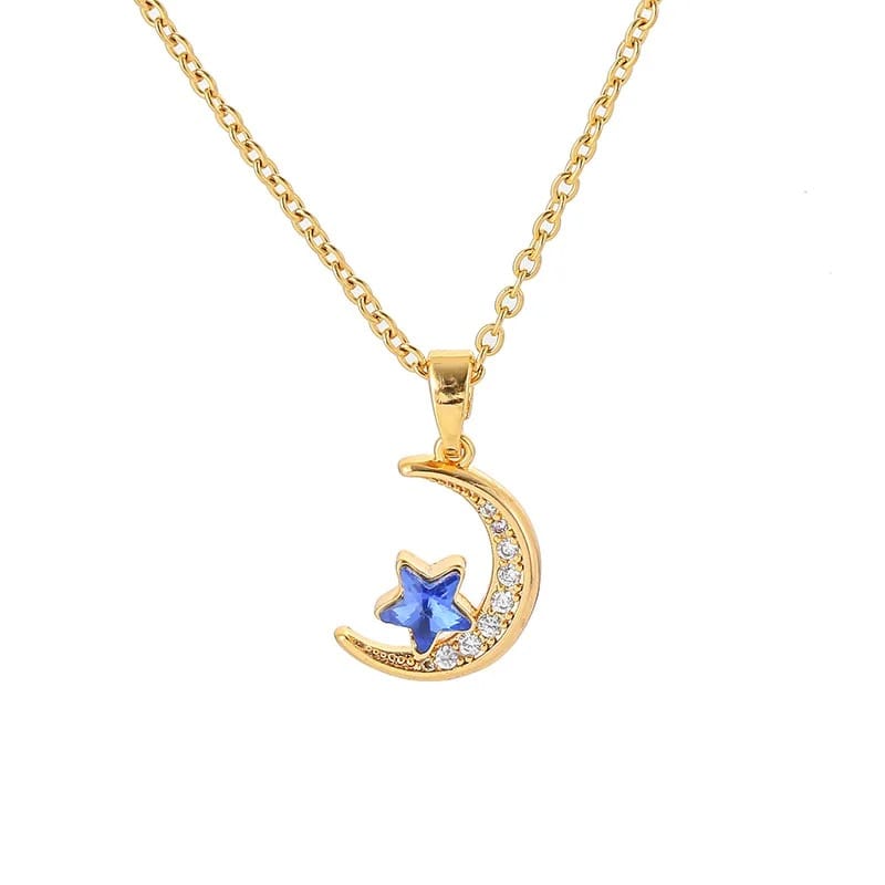 Glamon Moon Blue Star Pendant necklace for girls