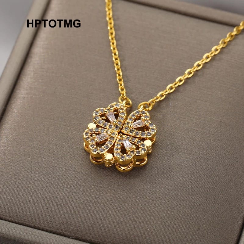 Glamon Vintage Lucky Four Leaf Clover Necklace For Girls