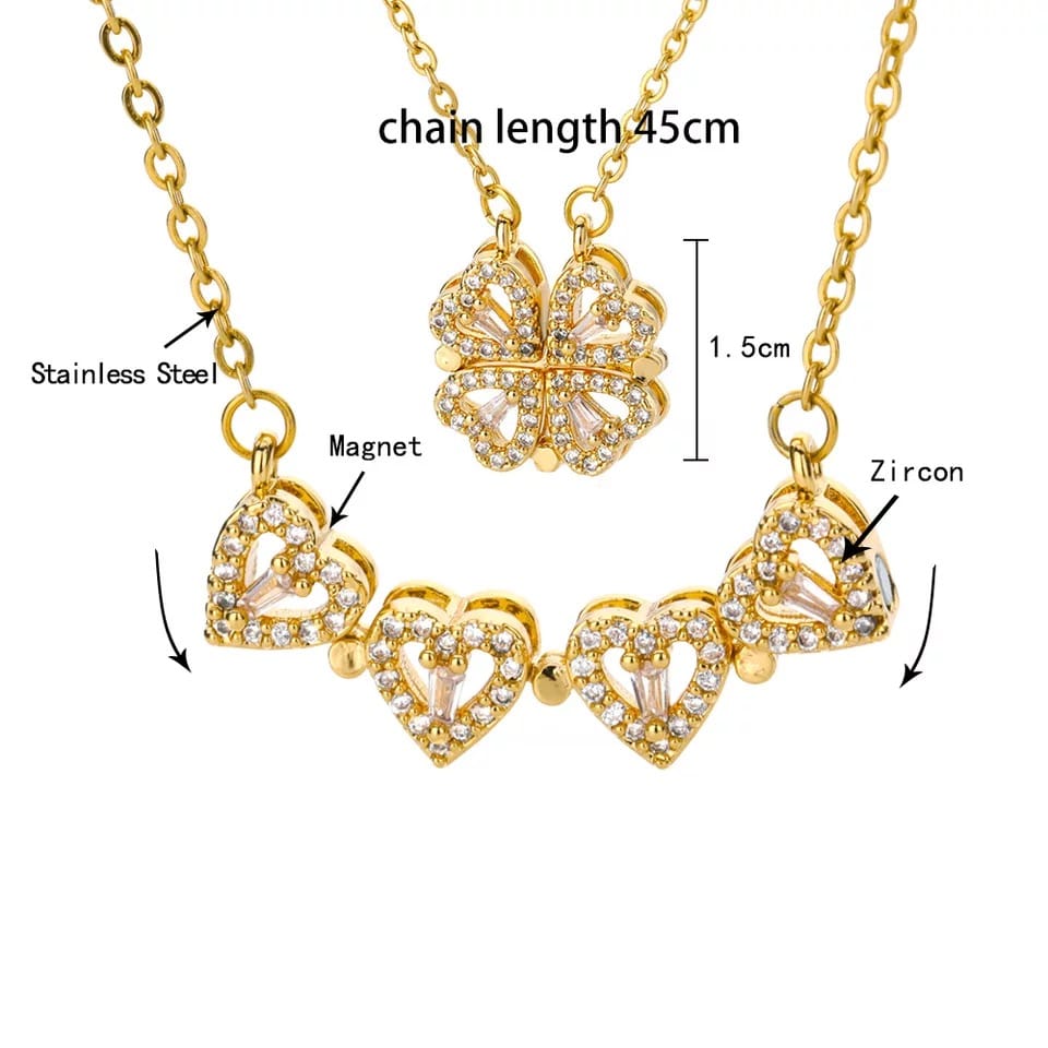 Glamon Vintage Lucky Four Leaf Clover Necklace For Girls