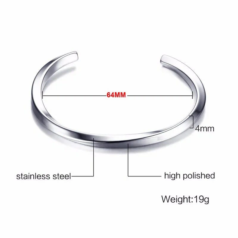 Stainless Steel Bangle for Men Women Simple Twisted Cuff Silver Bracelet Unisex