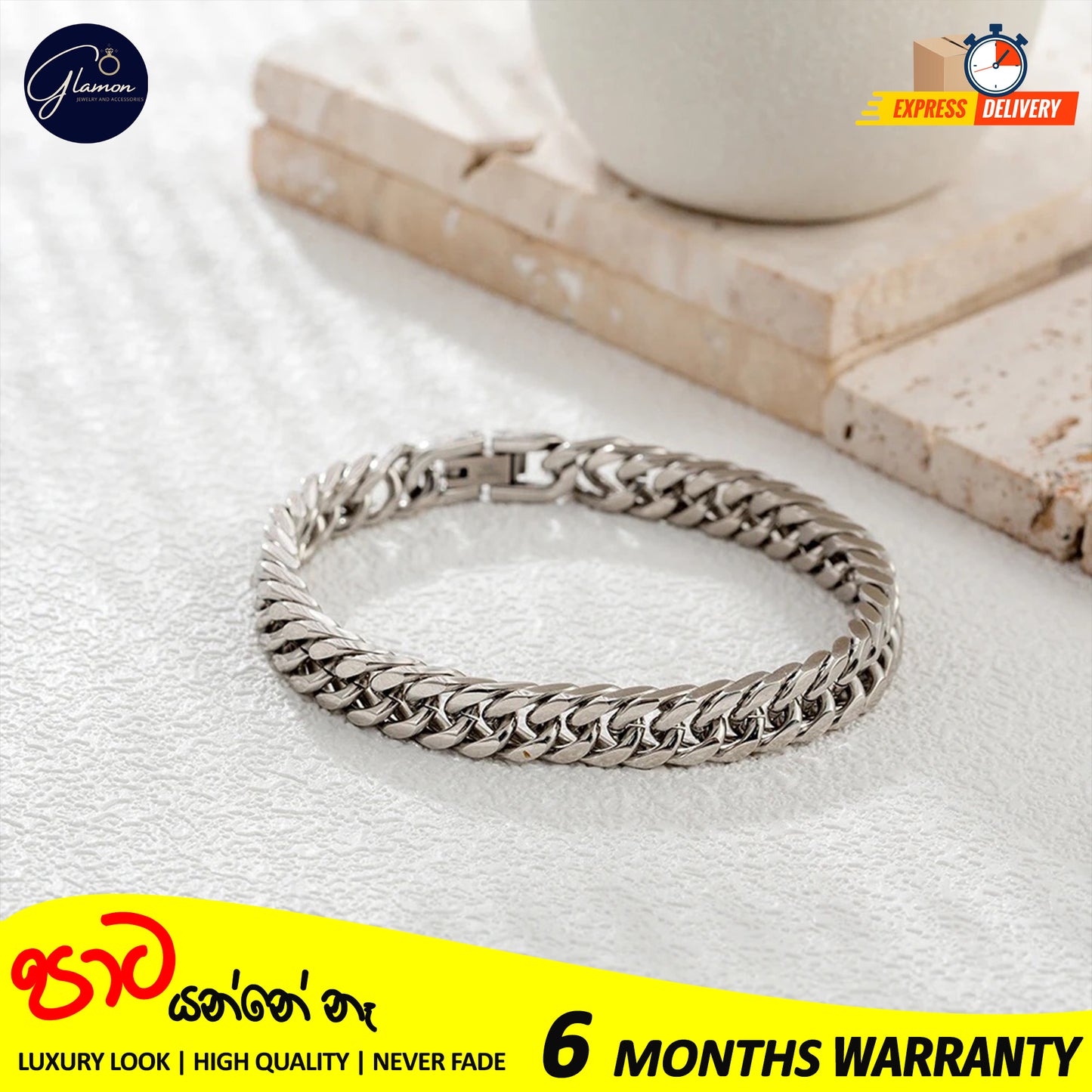 Glamon 8mm High quality Never Fade Waterproof Bracelet For Men