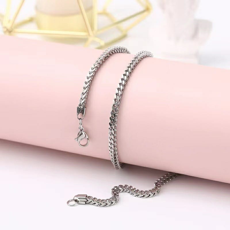 Diamond cut franco chain 3mm Thick Stainless Steel Necklace for men women Gold/Silver/Black chain