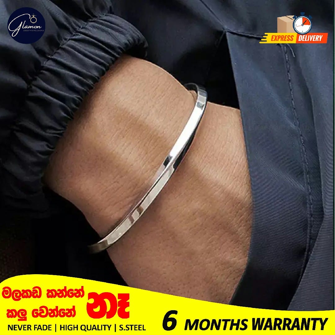 Stainless Steel Bangle for Men Women Simple Twisted Cuff Silver Bracelet Unisex