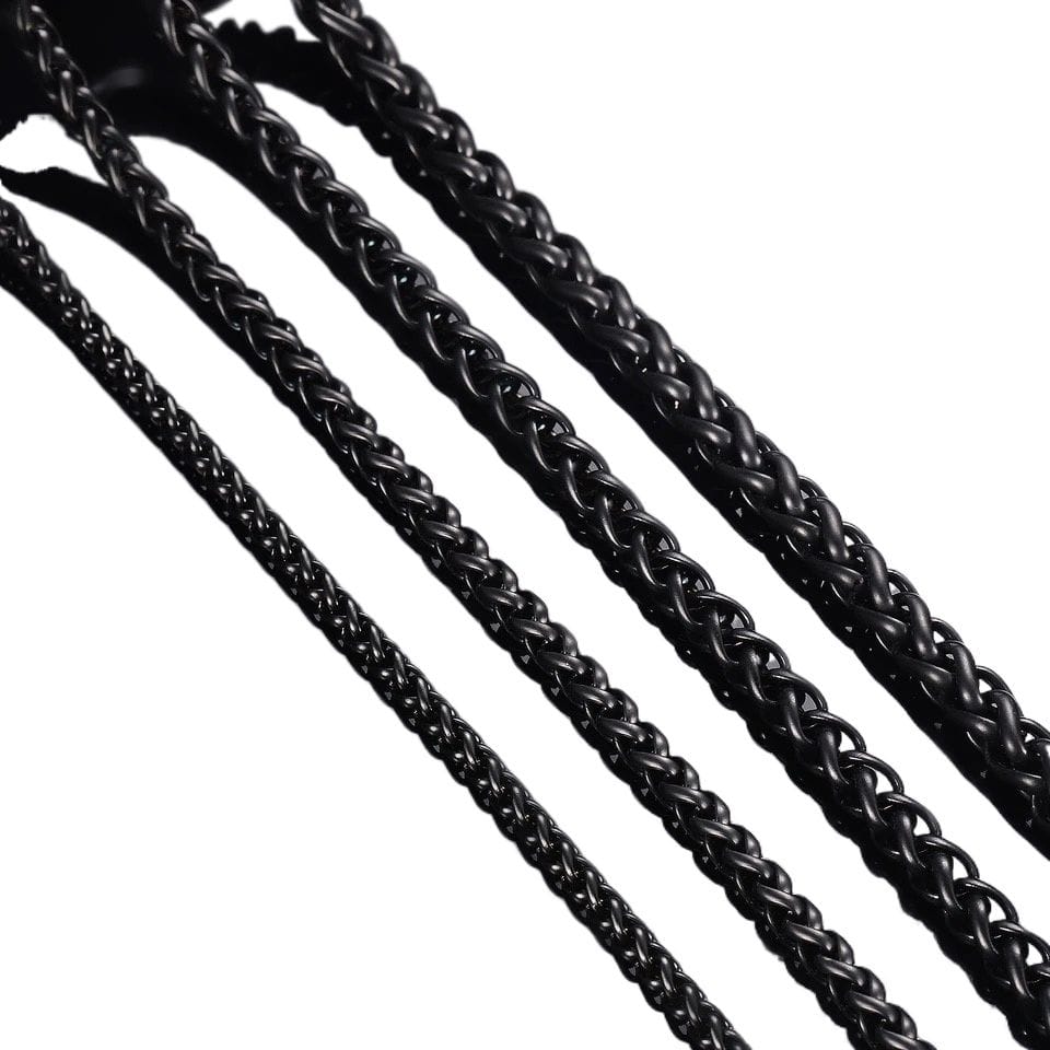 Glamon Stainless Steel Black Color Wheat Chain For Men Women