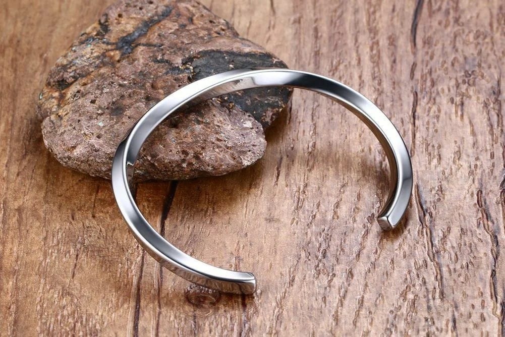 Stainless Steel Bangle for Men Women Simple Twisted Cuff Silver Bracelet Unisex