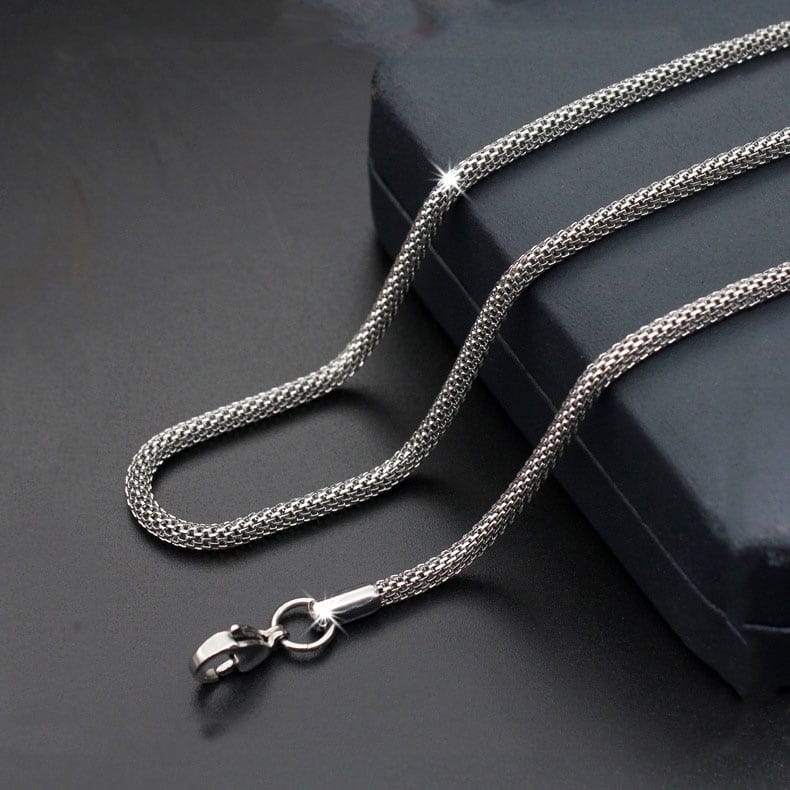 Waterproof Round Mesh Chain Stainless Steel Necklace For Men Women