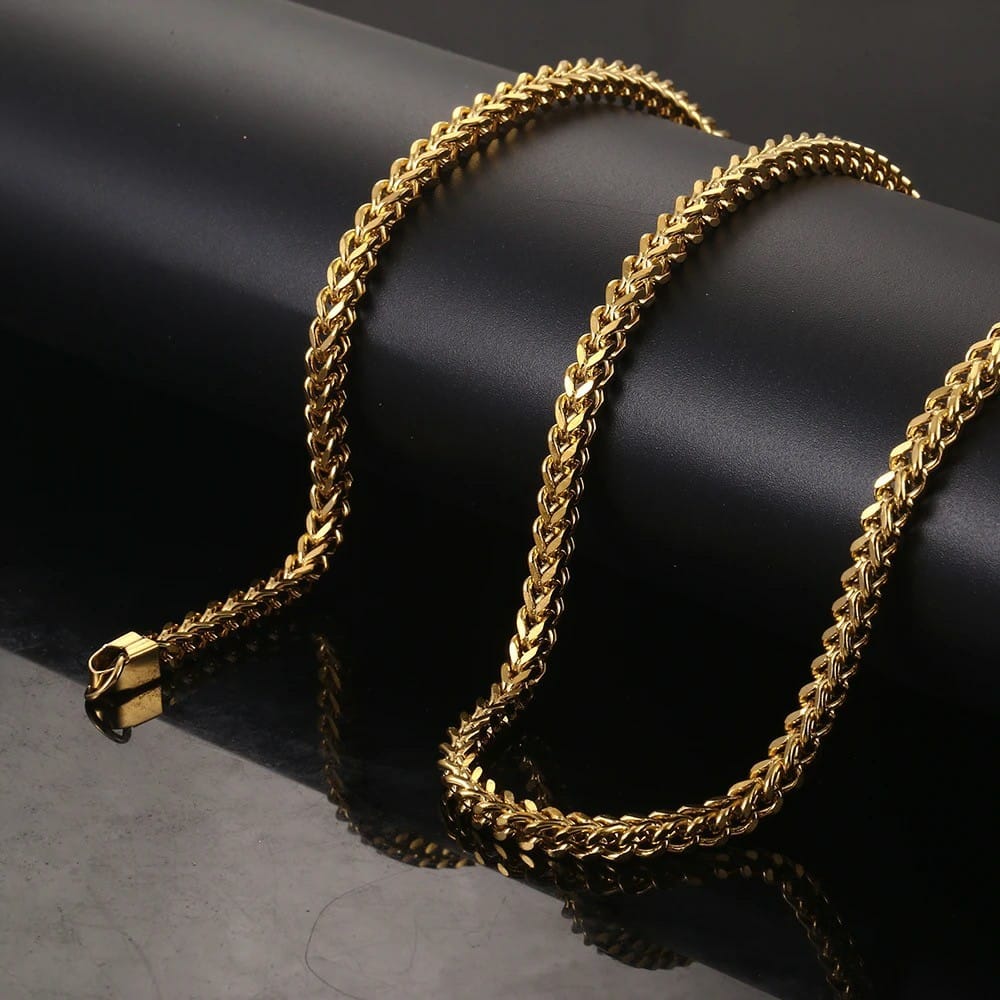 Diamond cut franco chain 3mm Thick Stainless Steel Necklace for men women Gold/Silver/Black chain