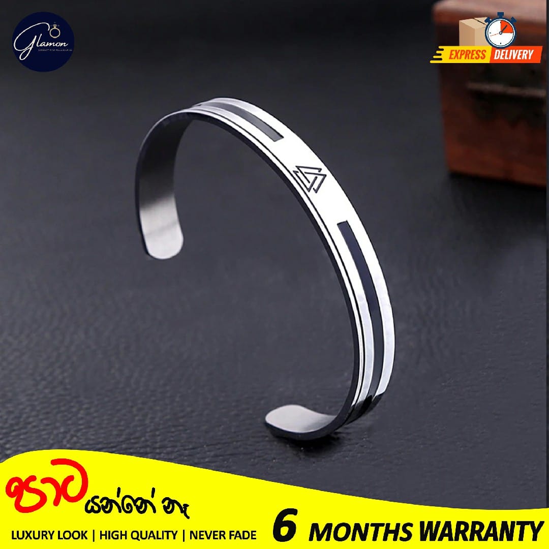 Mens Bangle Vikings Logo Cuff Silver Bracelet For Men 316L Stainless Steel Oval Shape Bangle For Boys Adjustable Mens Bracelet