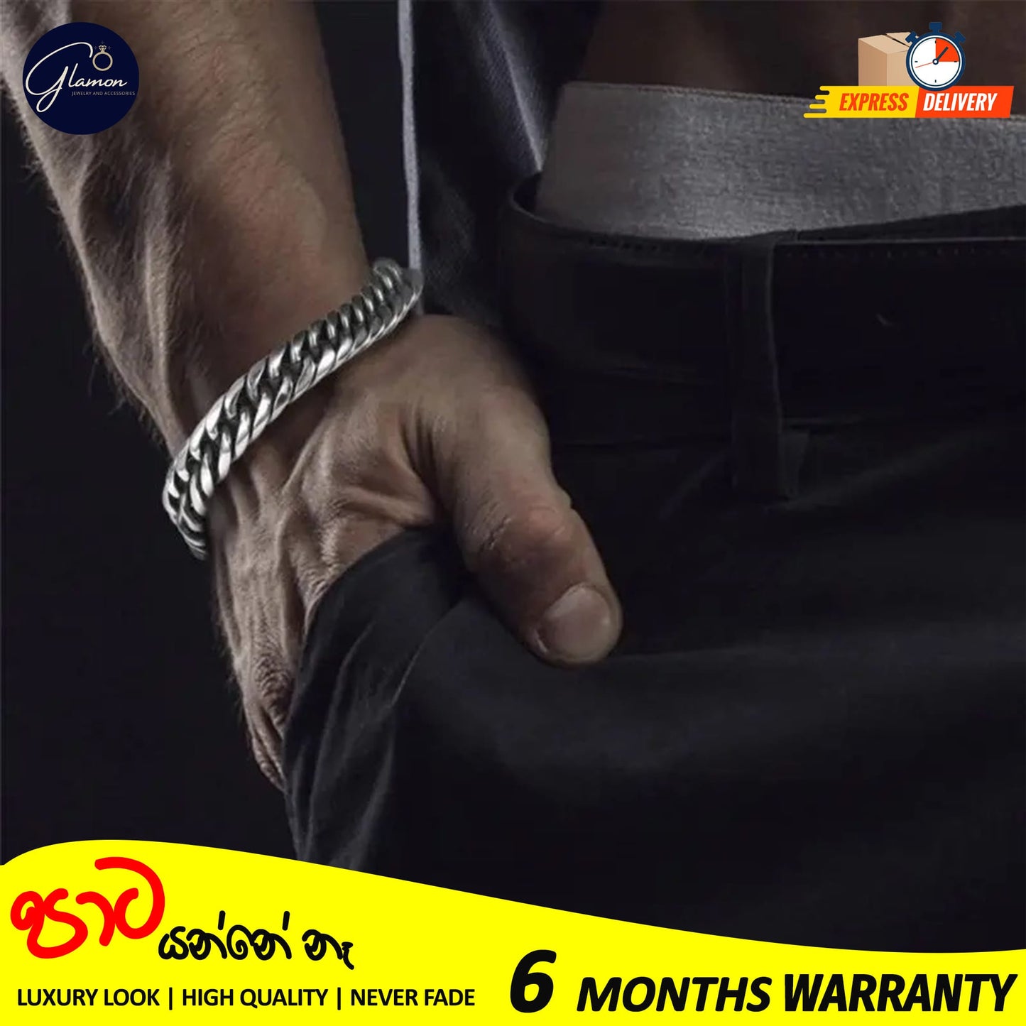 Glamon 8mm High quality Never Fade Waterproof Bracelet For Men