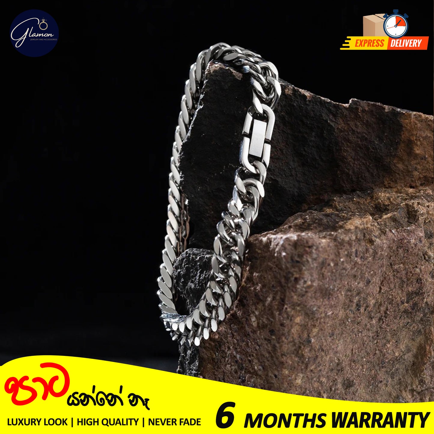 Glamon 8mm High quality Never Fade Waterproof Bracelet For Men