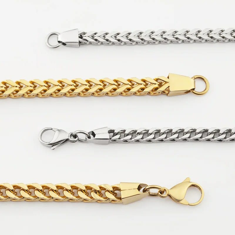 Diamond cut franco chain 3mm Thick Stainless Steel Necklace for men women Gold/Silver/Black chain