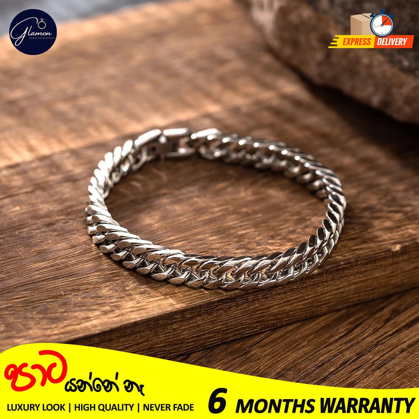 Glamon 8mm High quality Never Fade Waterproof Bracelet For Men