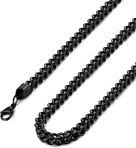 Diamond cut franco chain 3mm Thick Stainless Steel Necklace for men women Gold/Silver/Black chain