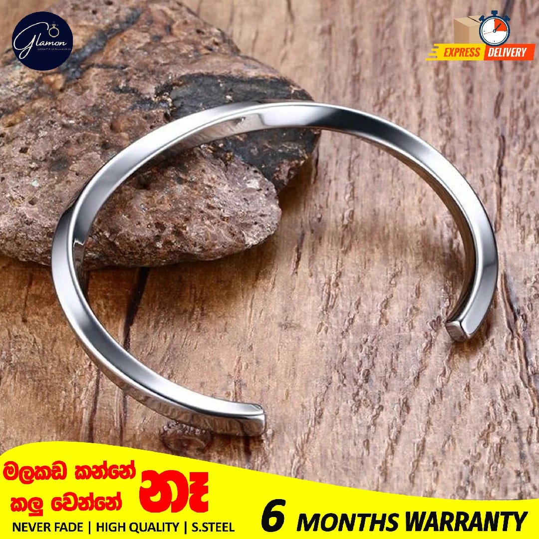Stainless Steel Bangle for Men Women Simple Twisted Cuff Silver Bracelet Unisex