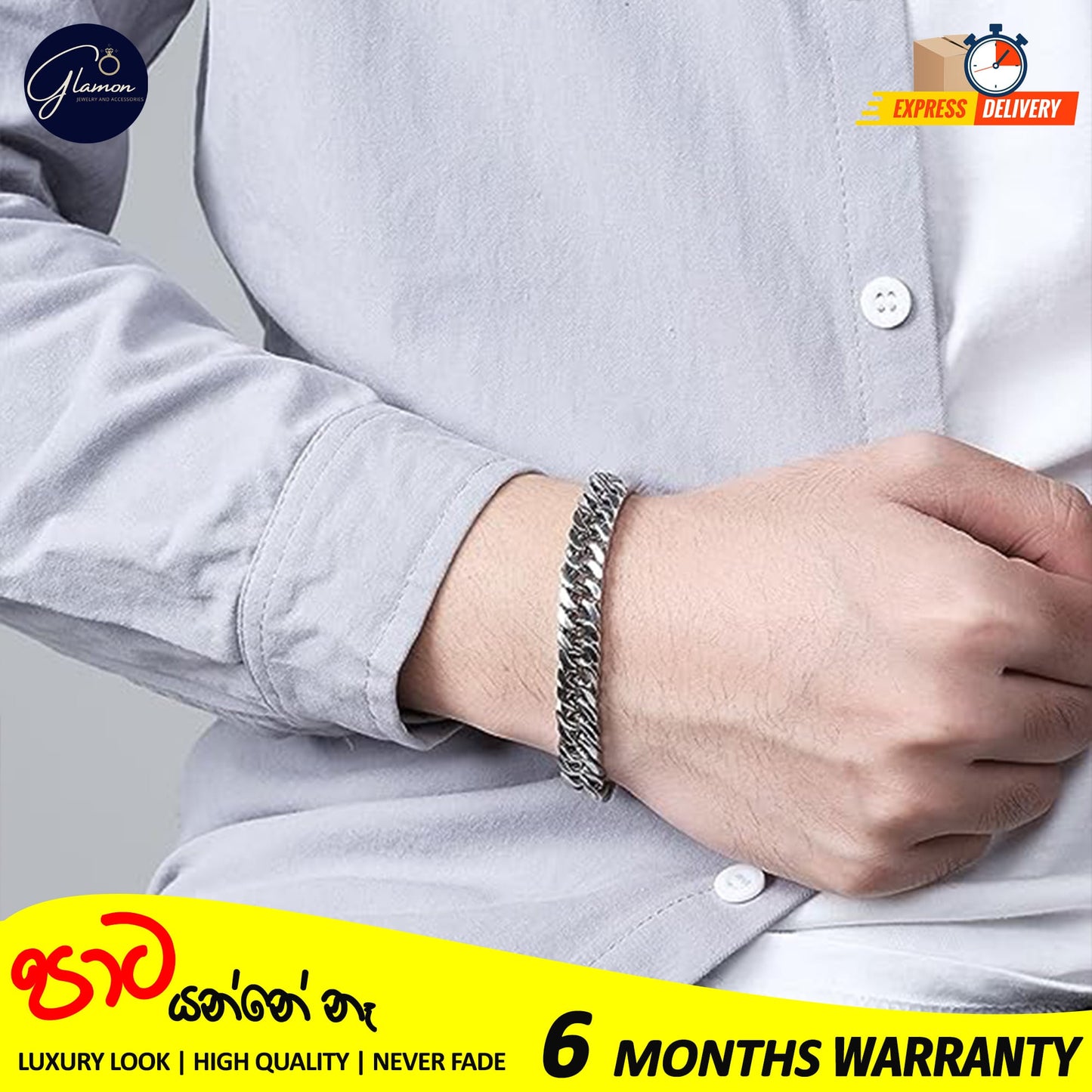 Glamon 8mm High quality Never Fade Waterproof Bracelet For Men