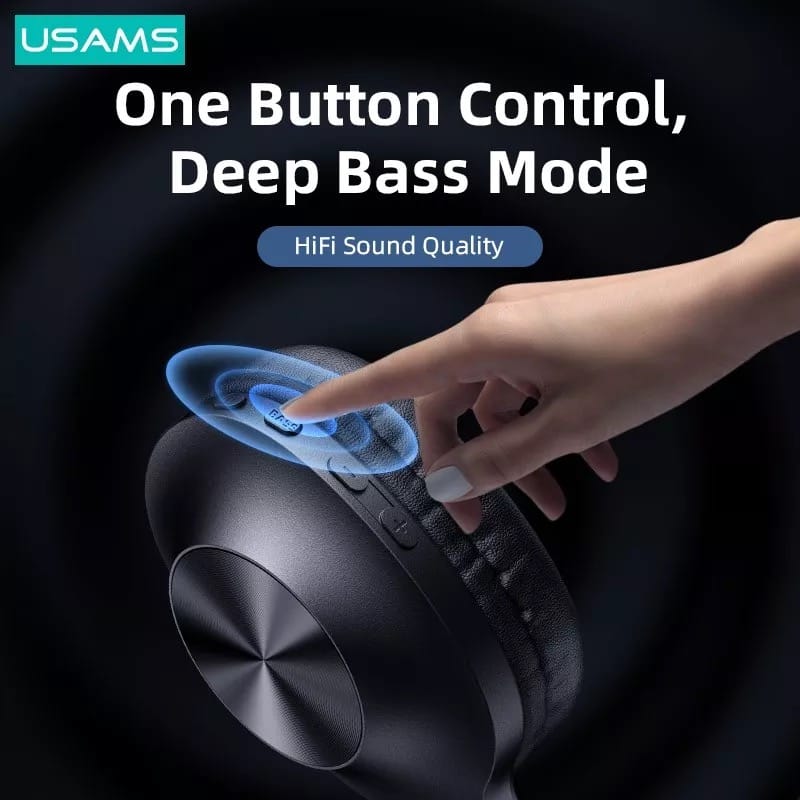 USAMS YX05 HIFI Deep Bass Stereo Earphones Headphones Headsets with Mic 100hrs Listening Noise Cancelling Wireless Headphones For iphone Andriod - With Storage Box