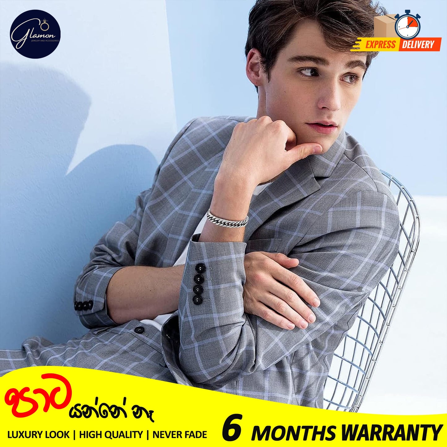Glamon 8mm High quality Never Fade Waterproof Bracelet For Men