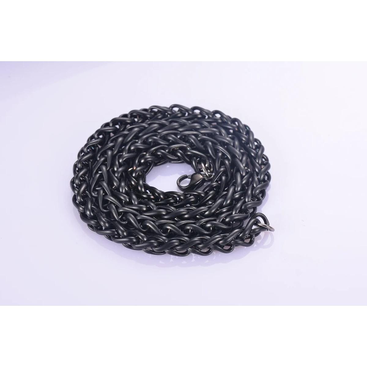 Glamon Stainless Steel Black Color Wheat Chain For Men Women