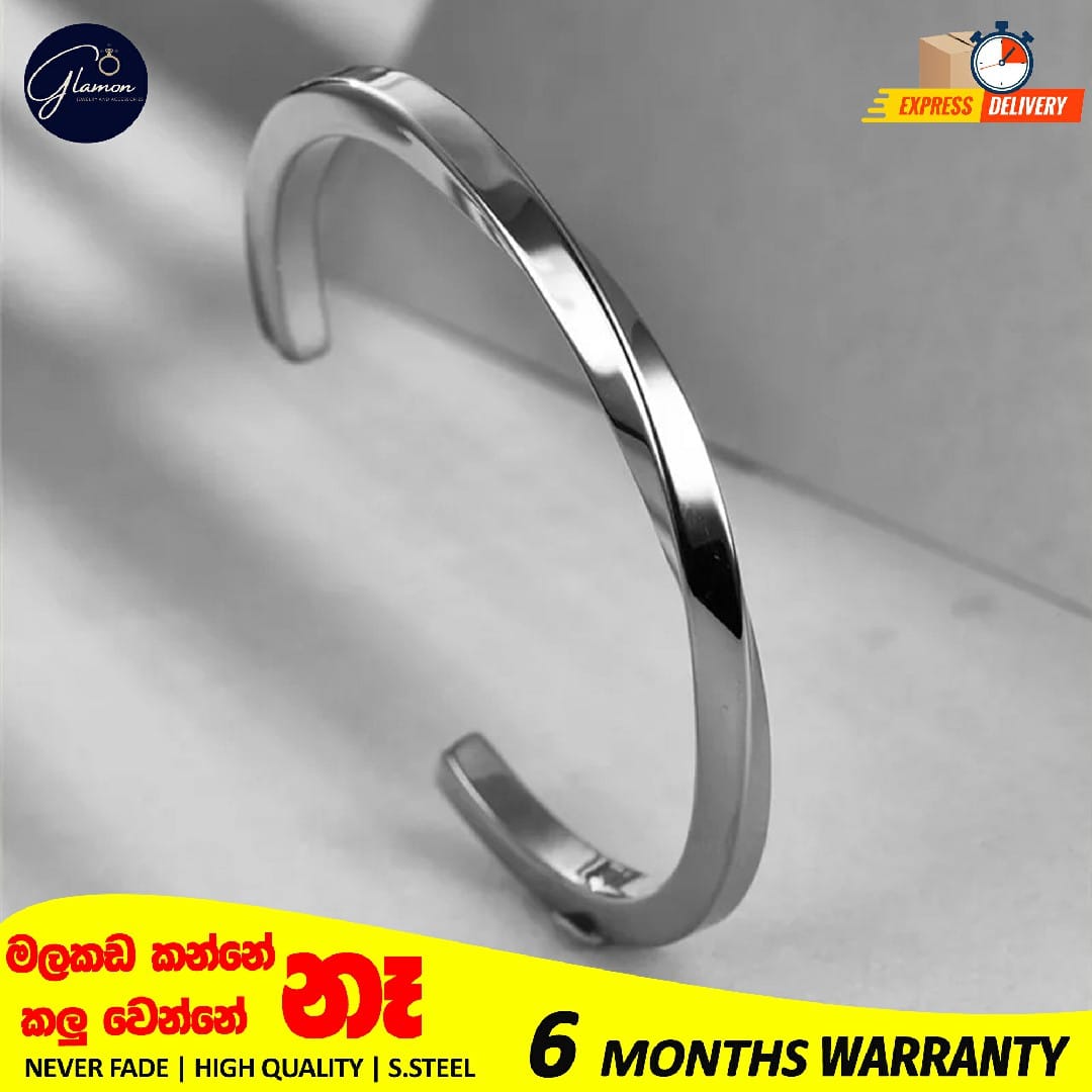 Stainless Steel Bangle for Men Women Simple Twisted Cuff Silver Bracelet Unisex