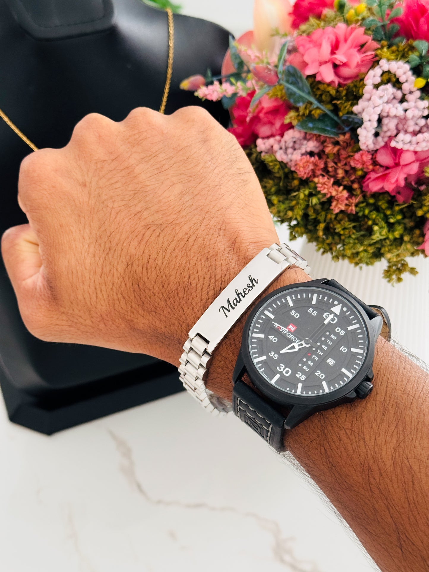 Glamon Customized Name Bracelet For Men - SILVER