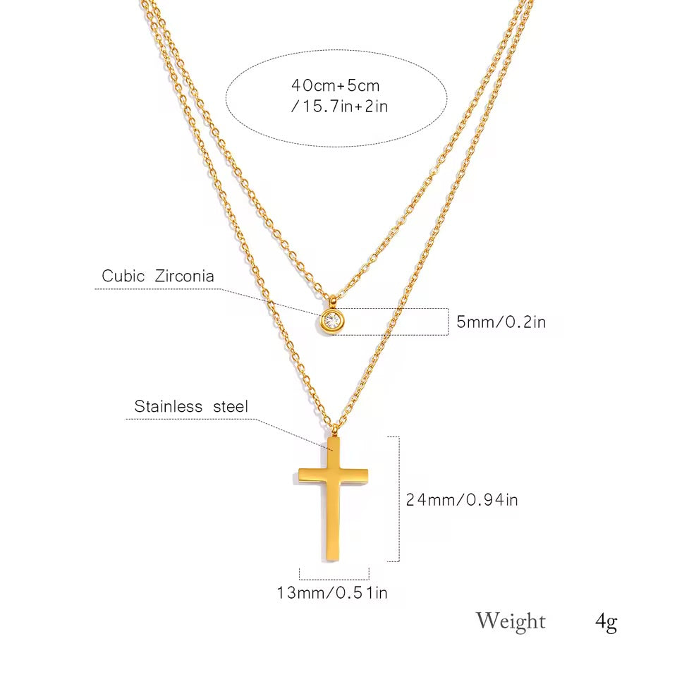 Grace Layerd Cross Necklace - Gold Coated High Quality Waterproof