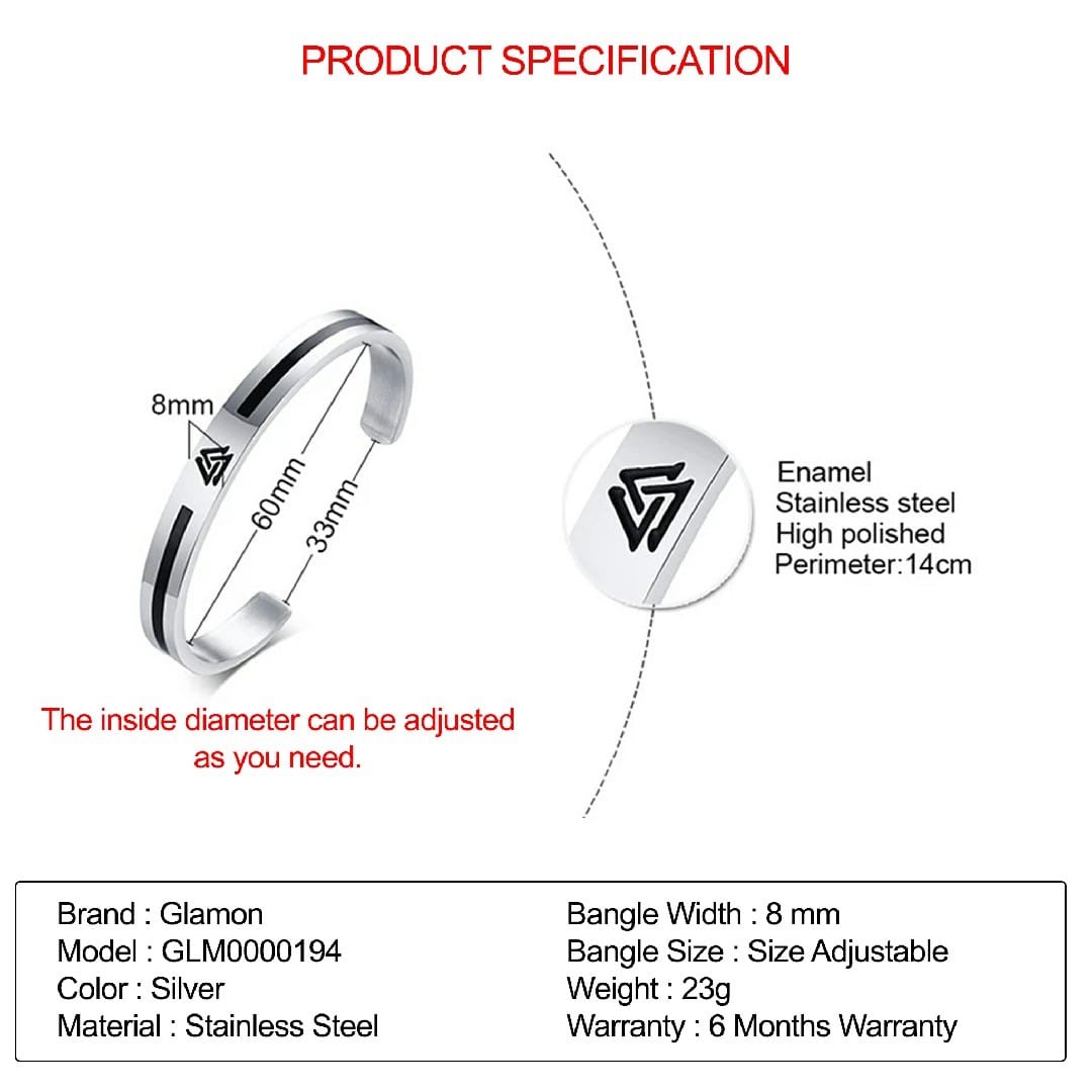 Mens Bangle Vikings Logo Cuff Silver Bracelet For Men 316L Stainless Steel Oval Shape Bangle For Boys Adjustable Mens Bracelet