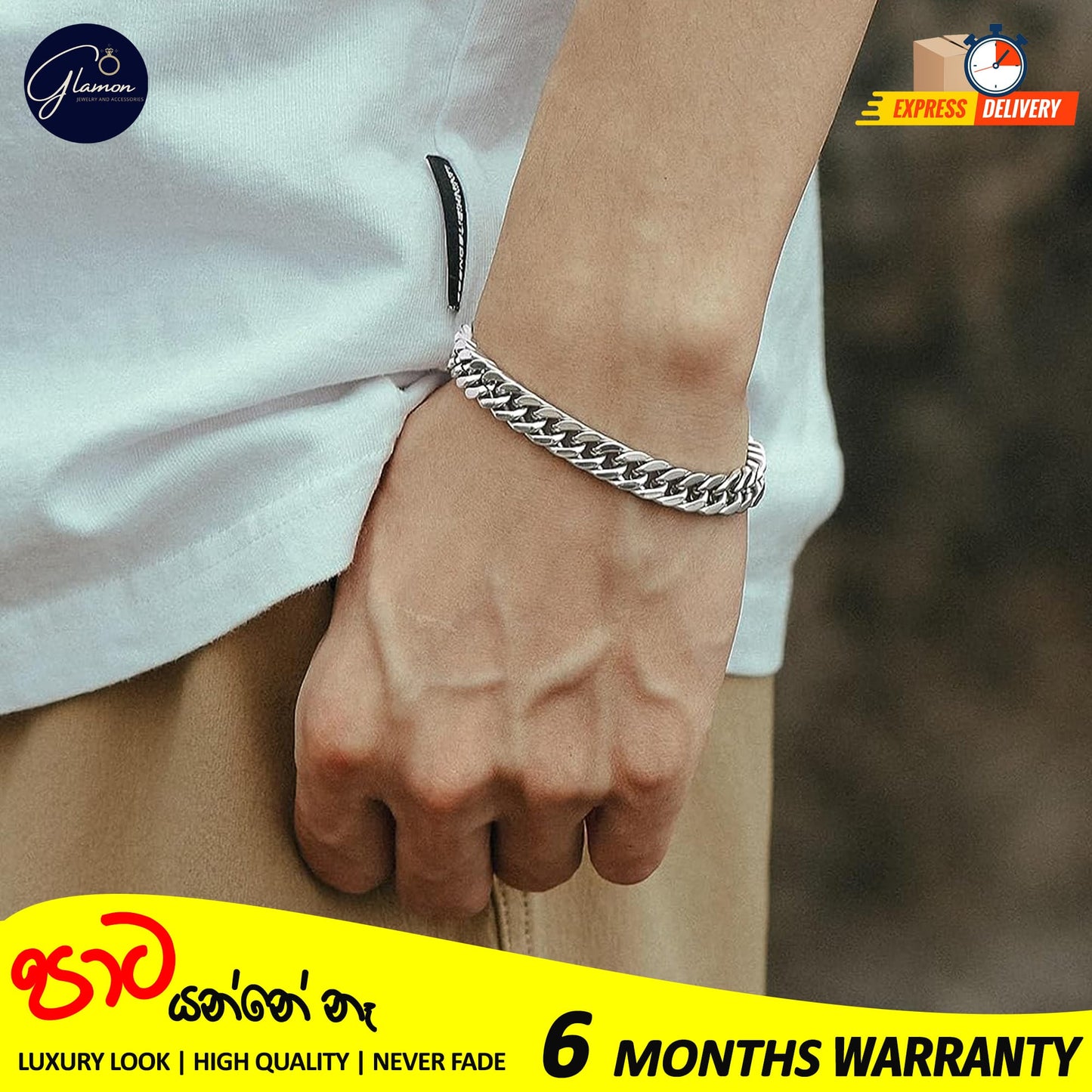 Glamon 8mm High quality Never Fade Waterproof Bracelet For Men
