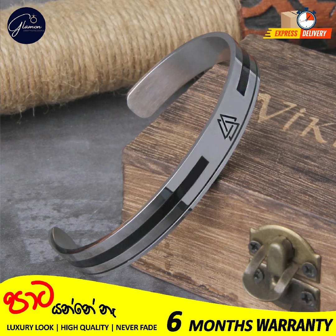 Mens Bangle Vikings Logo Cuff Silver Bracelet For Men 316L Stainless Steel Oval Shape Bangle For Boys Adjustable Mens Bracelet