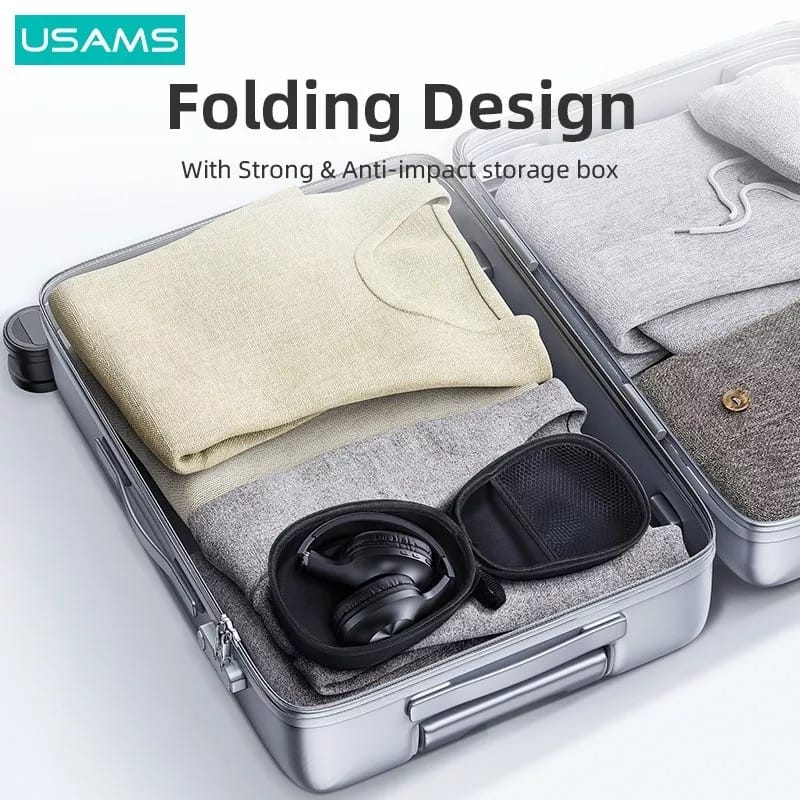 USAMS YX05 HIFI Deep Bass Stereo Earphones Headphones Headsets with Mic 100hrs Listening Noise Cancelling Wireless Headphones For iphone Andriod - With Storage Box