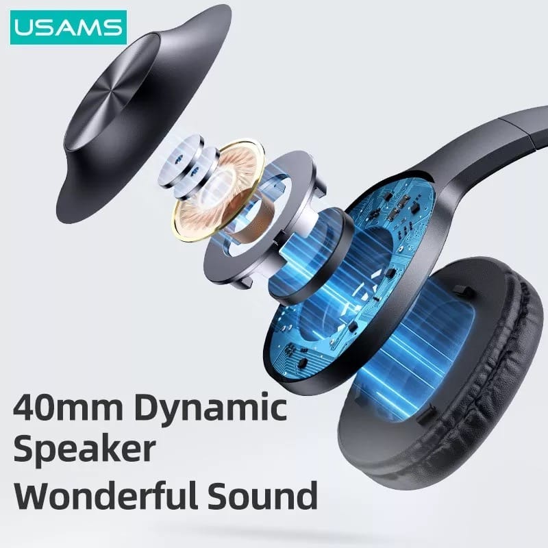 USAMS YX05 HIFI Deep Bass Stereo Earphones Headphones Headsets with Mic 100hrs Listening Noise Cancelling Wireless Headphones For iphone Andriod - With Storage Box