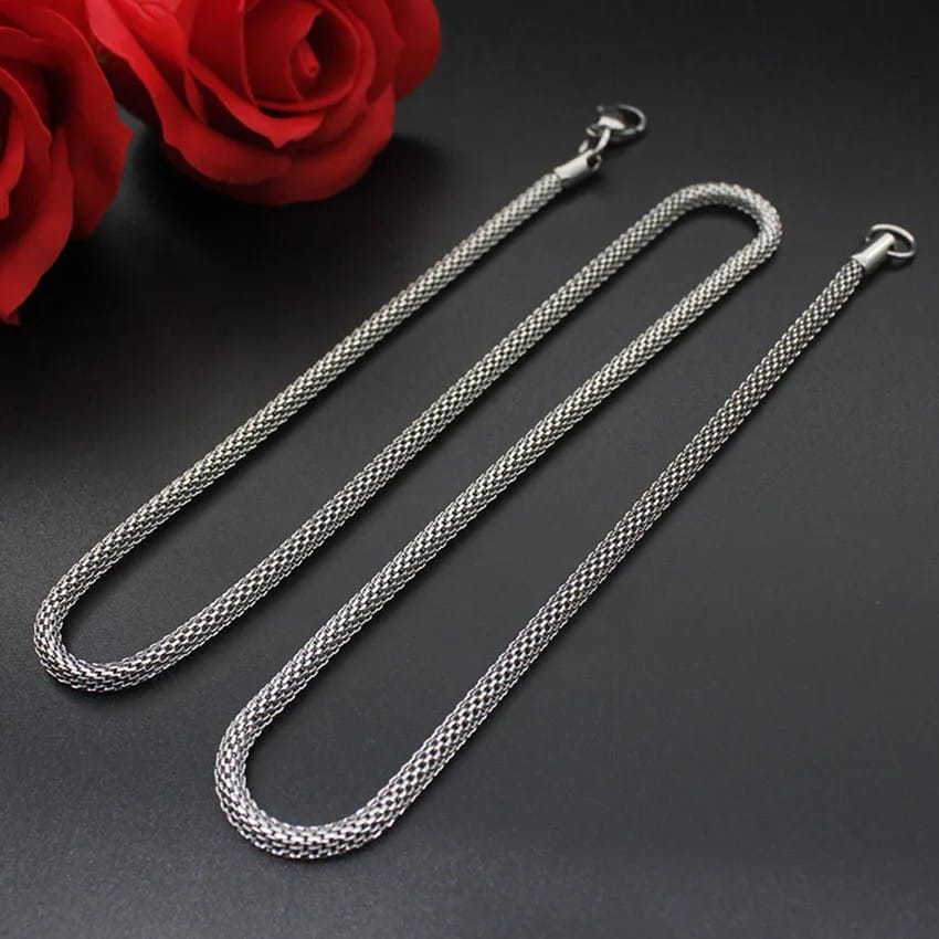 Waterproof Round Mesh Chain Stainless Steel Necklace For Men Women