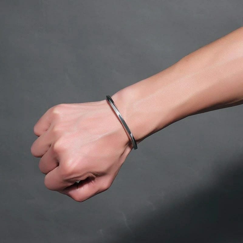 Stainless Steel Bangle for Men Women Simple Twisted Cuff Silver Bracelet Unisex