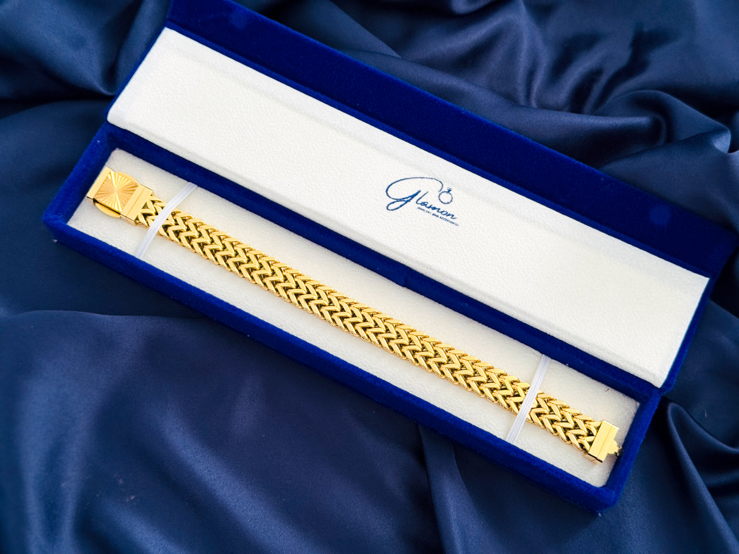 Glamon Franco Bracelet for Men – Gold Coated Waterproof Stainless Steel Luxury Chain Bracelet with Premium Gift Box