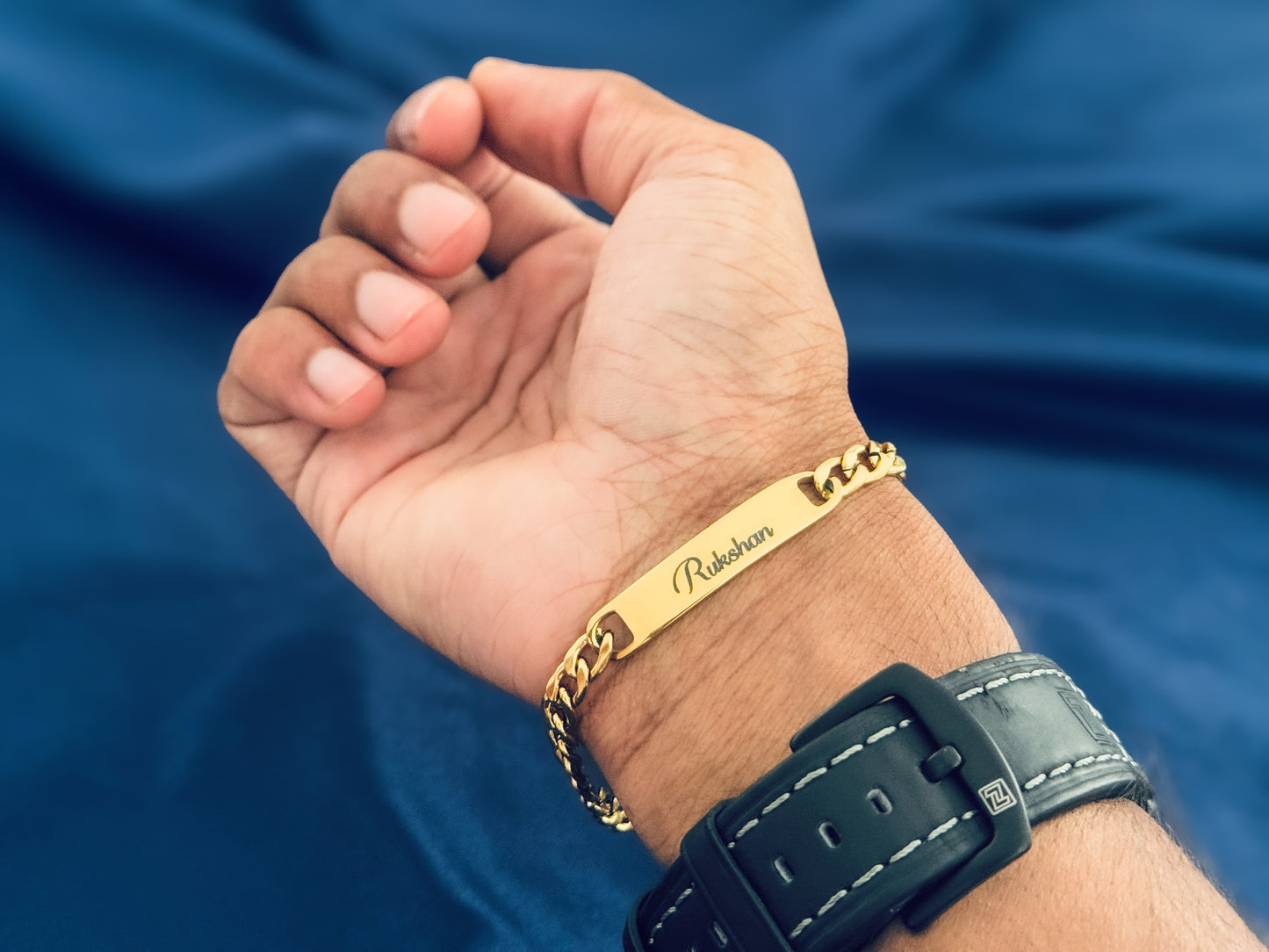 Glamon Gold Coated Customized Name Bracelet for Boys