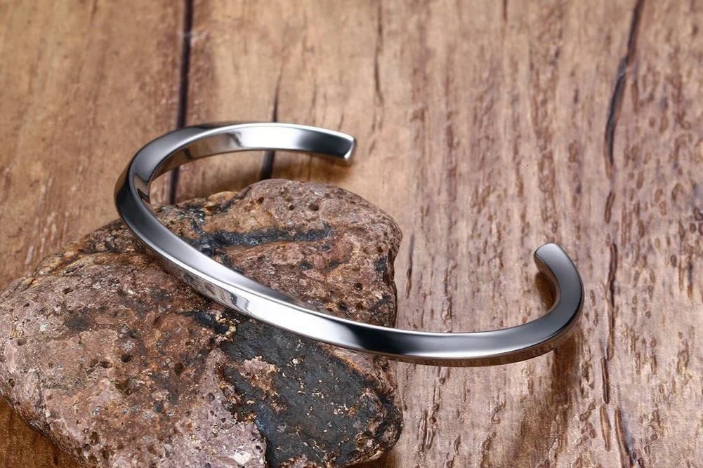 Stainless Steel Bangle for Men Women Simple Twisted Cuff Silver Bracelet Unisex
