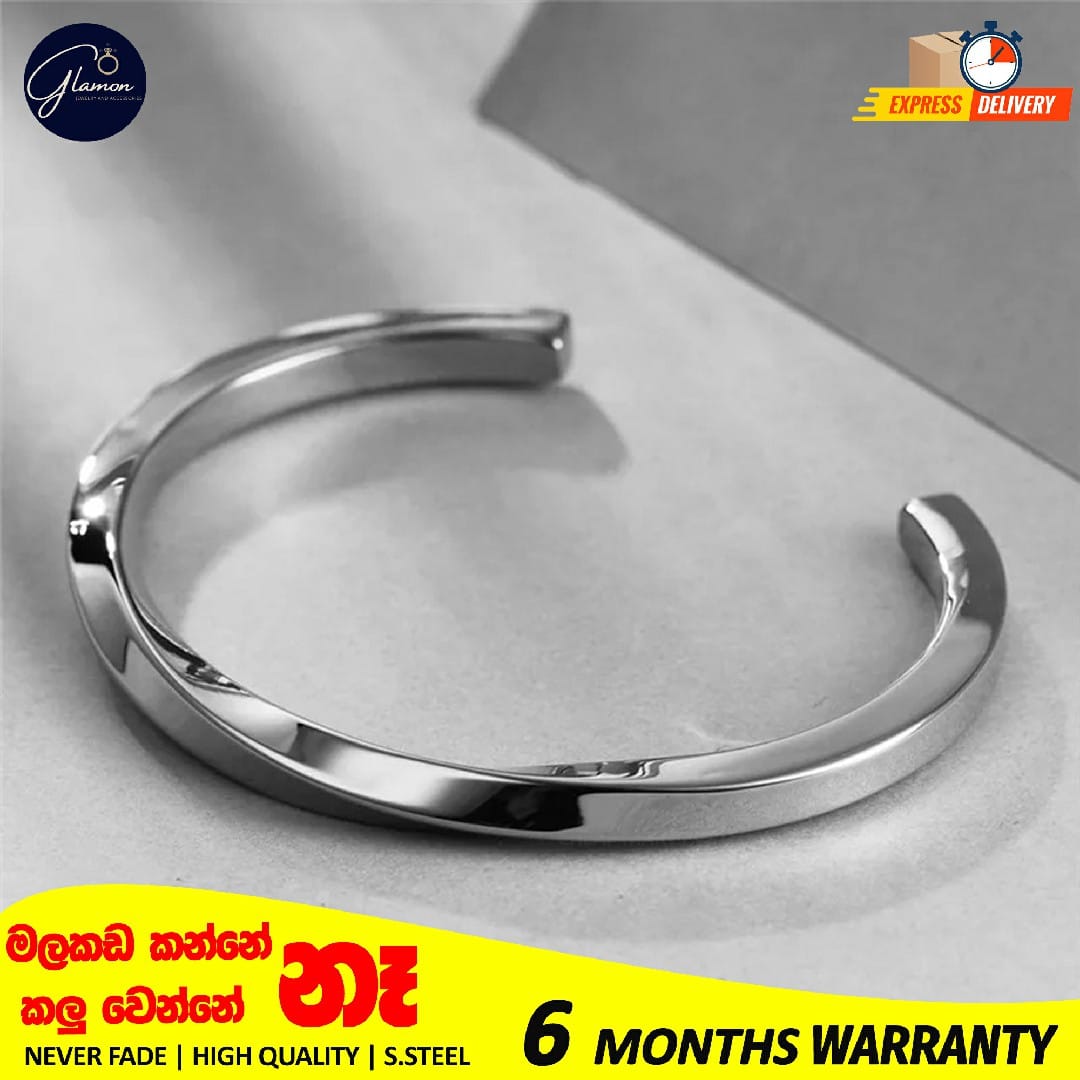 Stainless Steel Bangle for Men Women Simple Twisted Cuff Silver Bracelet Unisex
