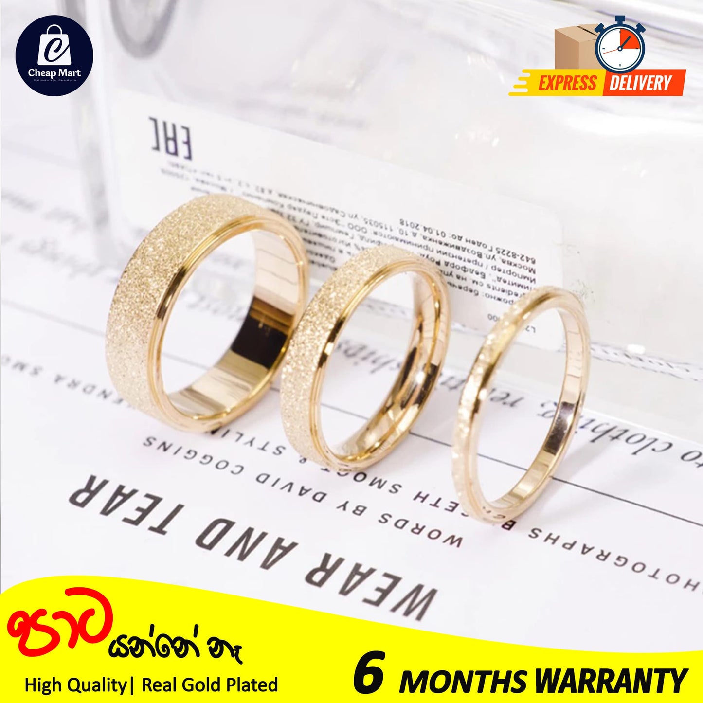 High Quality Fashion Simple Matte Gold Color Stainless Steel Women Ring