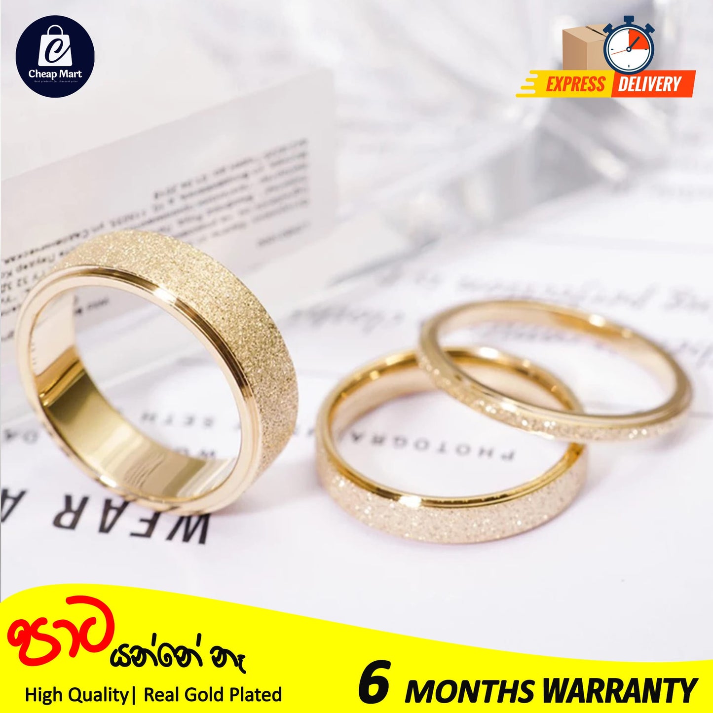 High Quality Fashion Simple Matte Gold Color Stainless Steel Women Ring