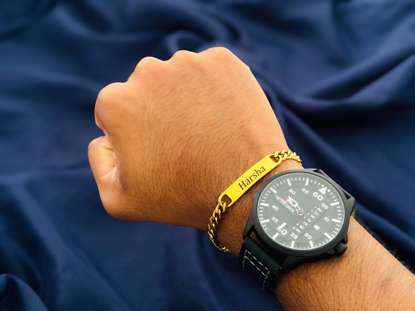 Glamon Gold Coated Customized Name Bracelet for Boys