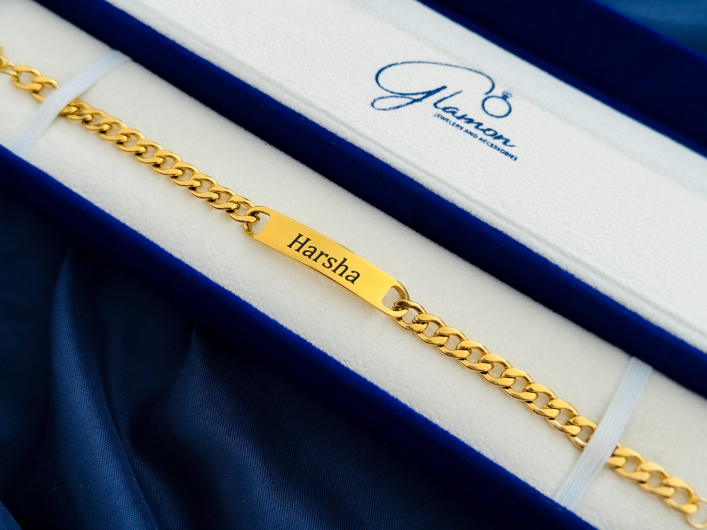 Glamon Gold Coated Customized Name Bracelet for Boys
