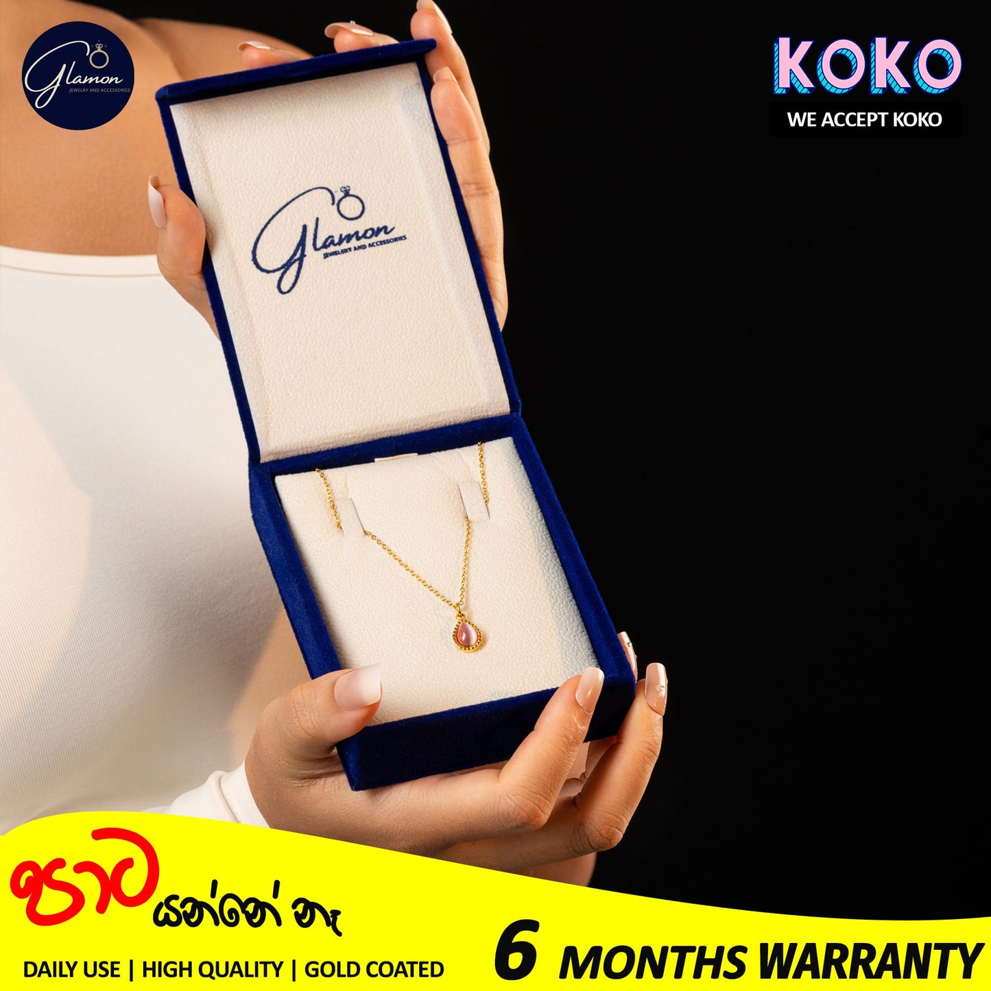 Glamon Amber Glow Necklace For Girls - Nature Cat Eye Stone