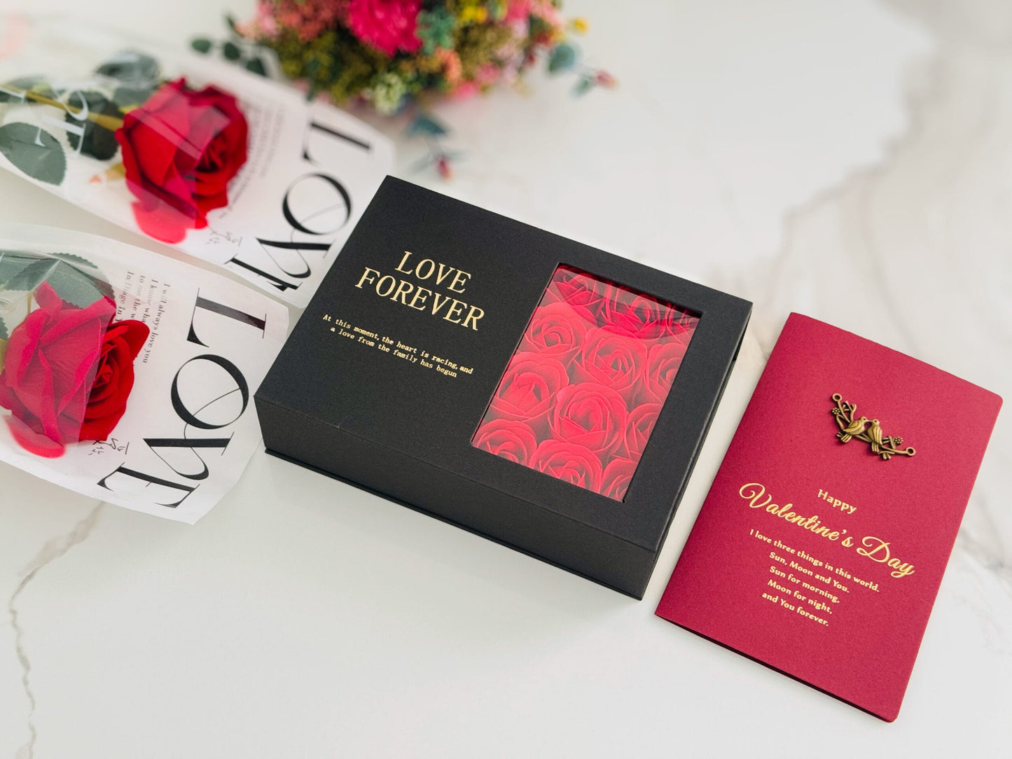 Valentine Special Jewelry Gift Box - name necklace name bracelet with roses gift box and bag-GOLD/SILVER