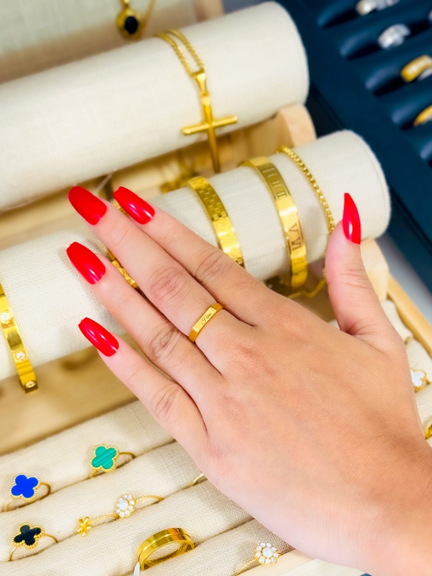 Glamon Name Engraved Customized Ring For Girlfriend Gift High Quality -GOLD
