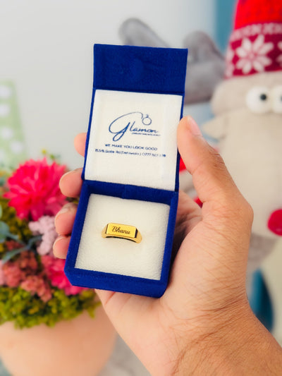 Glamon Customized Name Engraved Ring For Men -GOLD