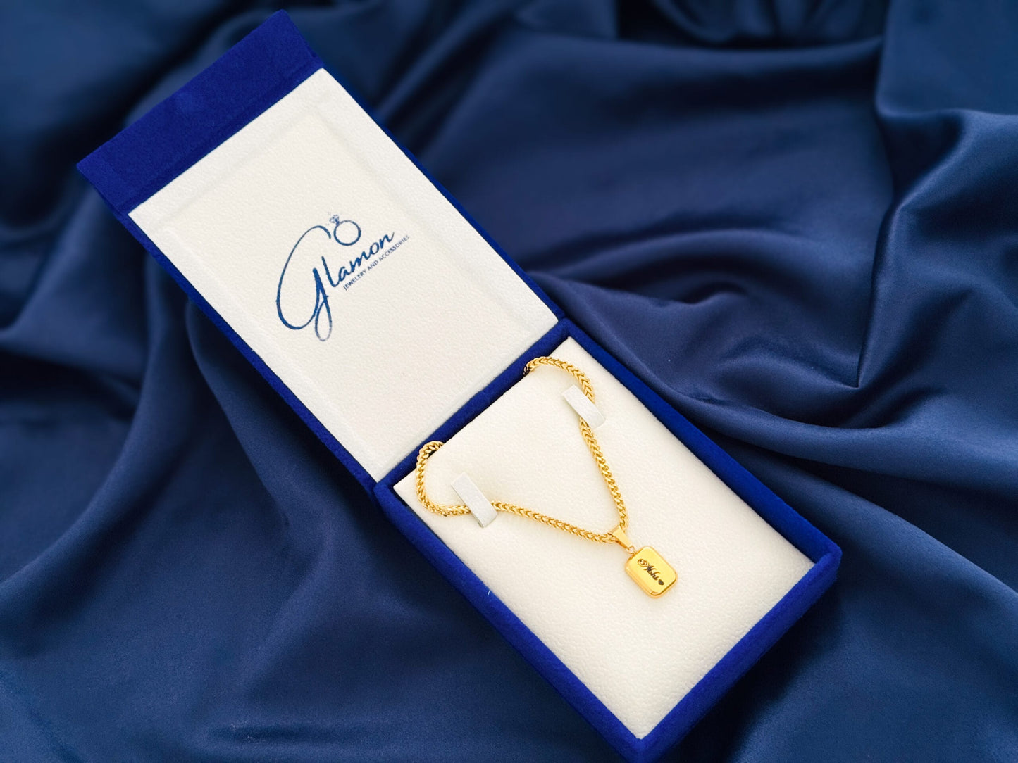Glamon Name Pendant With Franco Chain Gold Coated High Quality Waterproof Necklace Jewelery Gift