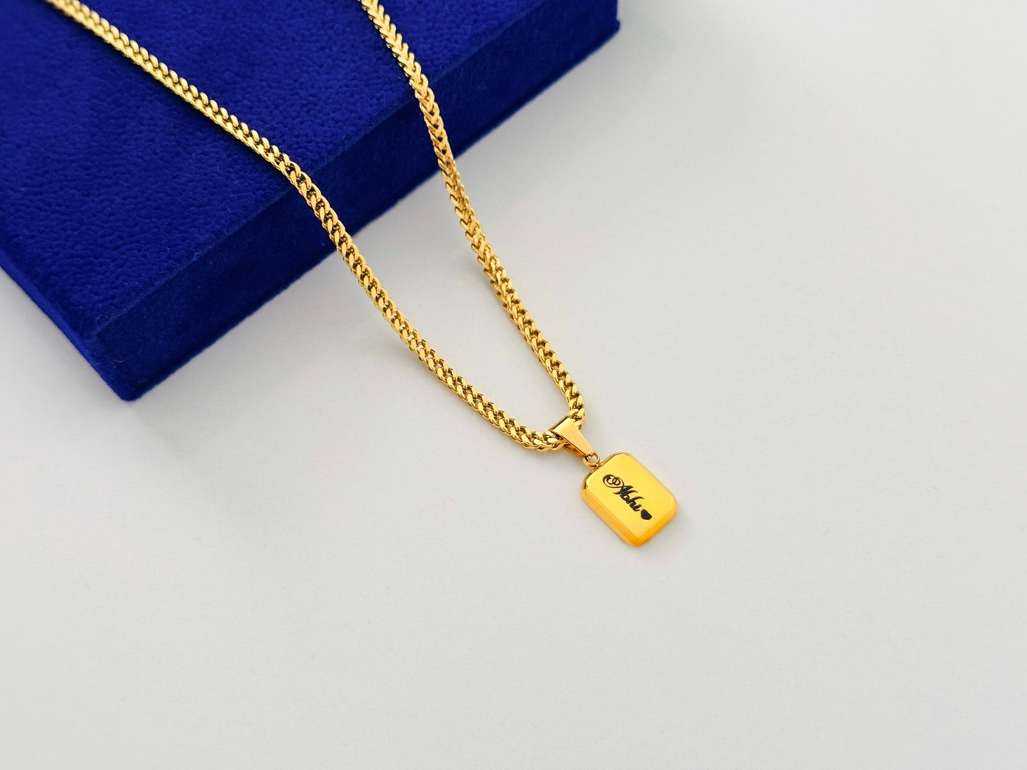 Glamon Name Pendant With Franco Chain Gold Coated High Quality Waterproof Necklace Jewelery Gift